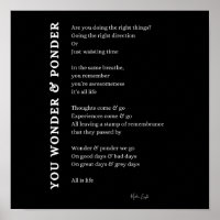 Wonder ponder self love care poem poster wall art