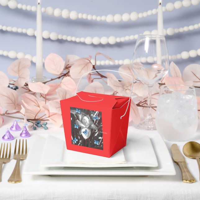 Wonder Rose Red Ants & Blue Butterflies Favour Box (Wedding)