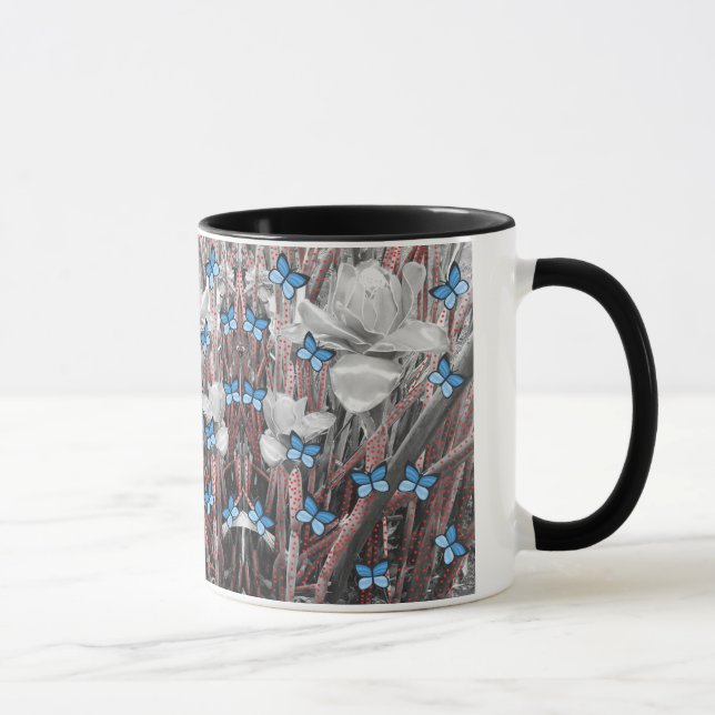 Wonder Rose Red Ants & Blue Butterflies Signature Mug (Right)