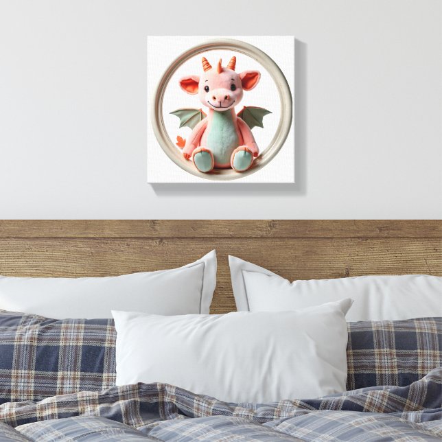 Wonder Wall Art Dragon Delight in Pink and Green (Insitu(Bedroom))