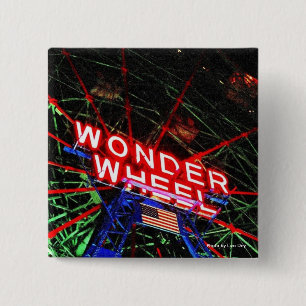 'Wonder Wheel Neon' Square Button