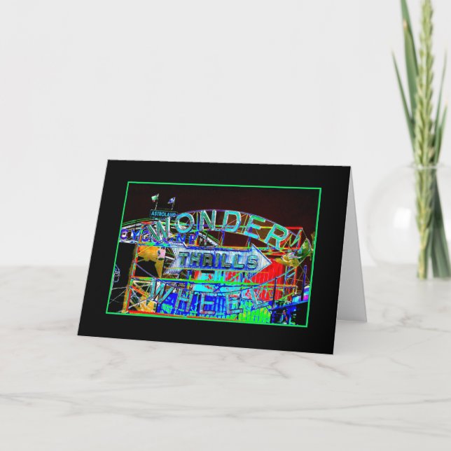 'Wonder Wheel Thrills'  Psychedelic Blank Card (Front)