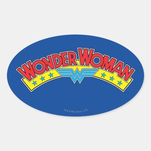 Wonder Woman 1987 Comic Book Logo Oval Sticker (Front)