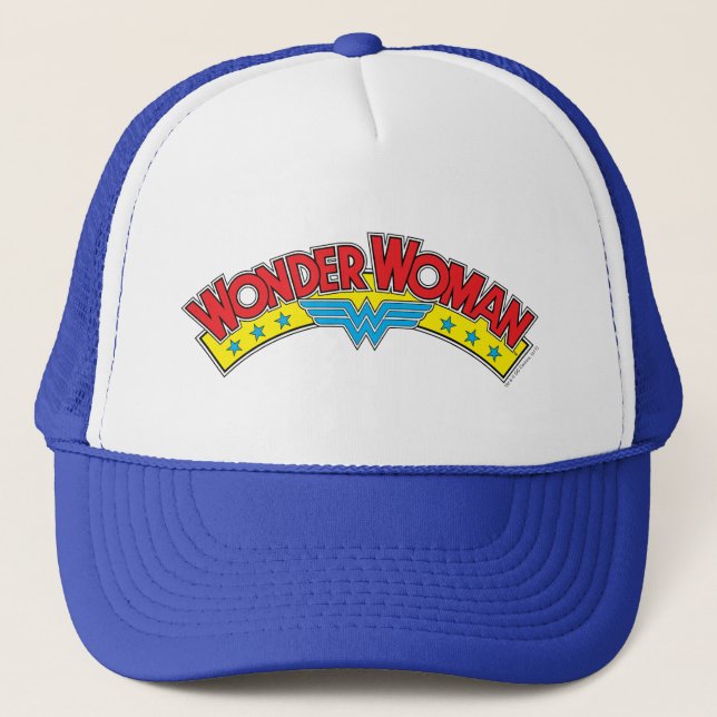 Wonder Woman 1987 Comic Book Logo Trucker Hat (Front)
