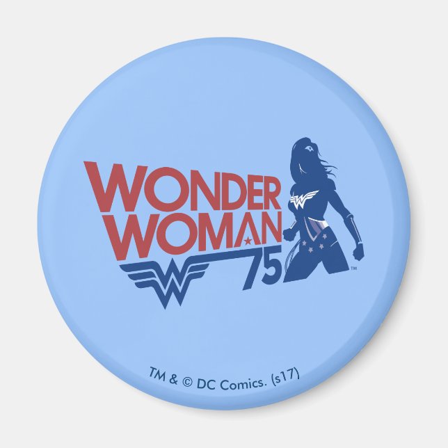Wonder Woman 75th Anniversary Red & Blue Logo Magnet (Front)