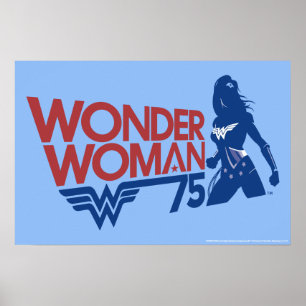 Wonder Woman 75th Anniversary Red & Blue Logo Poster