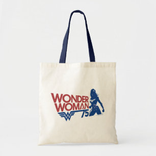 Wonder Woman 75th Anniversary Red & Blue Logo Tote Bag