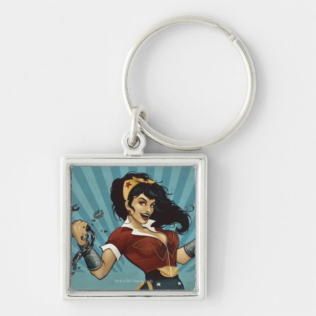 Wonder Woman Amazonians Unite Vintage Poster Key Ring (Front)