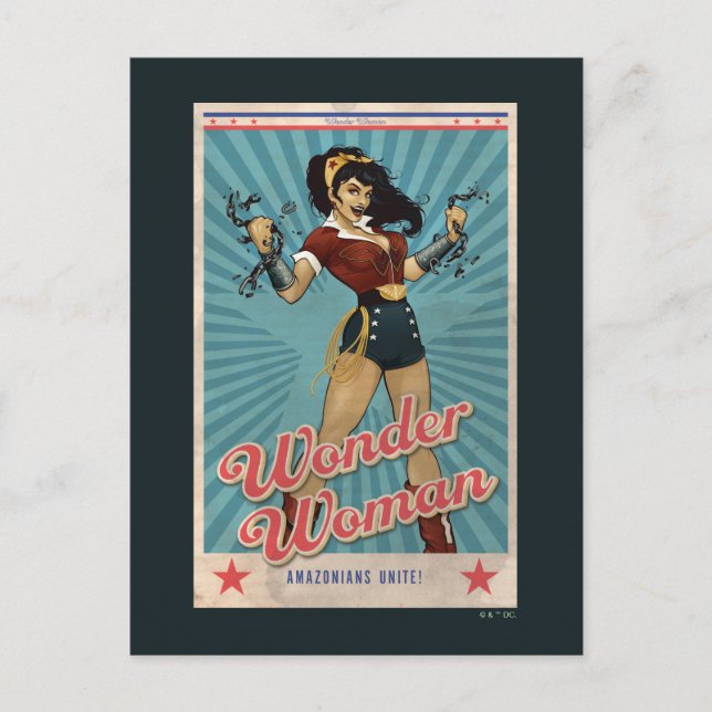 Wonder Woman Amazonians Unite Vintage Poster Postcard (Front)