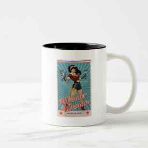 Wonder Woman Amazonians Unite Vintage Poster Two-Tone Coffee Mug