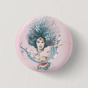Wonder Woman and Flowers 3 Cm Round Badge