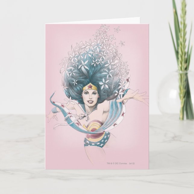 Wonder Woman and Flowers Card (Front)