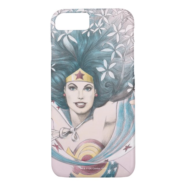 Wonder Woman and Flowers Case-Mate iPhone Case (Back)