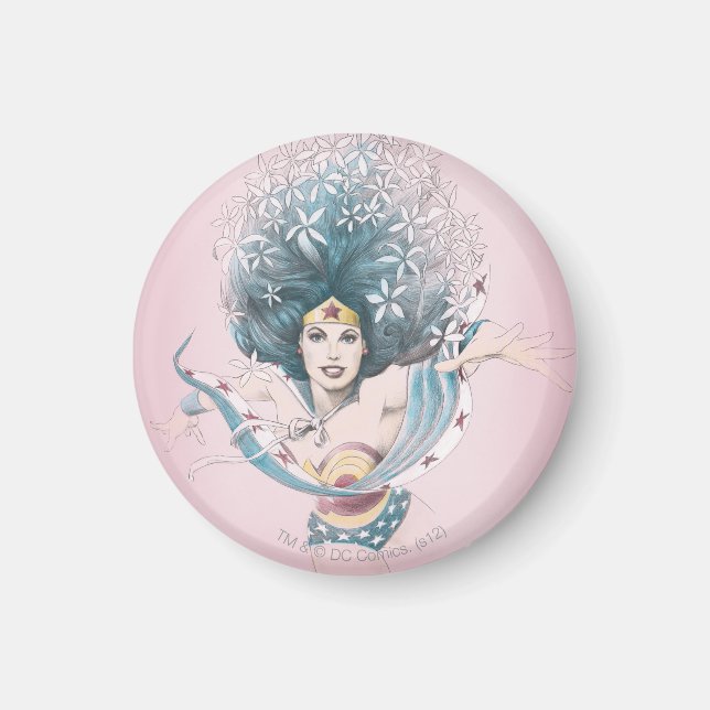 Wonder Woman and Flowers Magnet (Front)