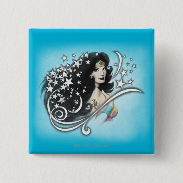 Wonder Woman and Stars 15 Cm Square Badge (Front)