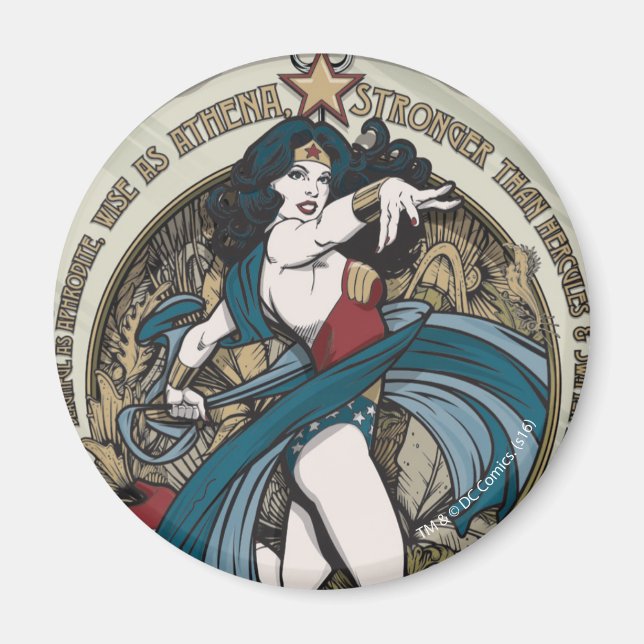 Wonder Woman Art Nouveau Panel Magnet (Front)
