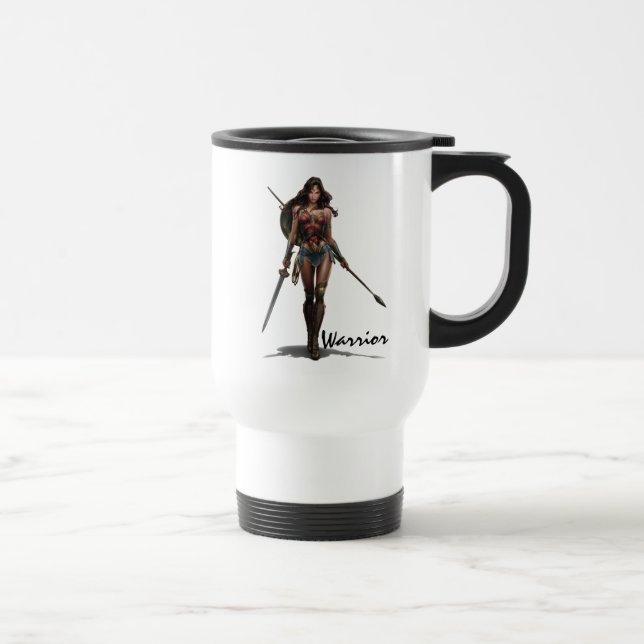 Wonder Woman Battle-Ready Comic Art Travel Mug (Right)