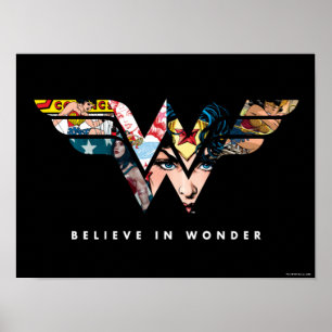 Wonder Woman "Believe In Wonder" Collage Logo Poster