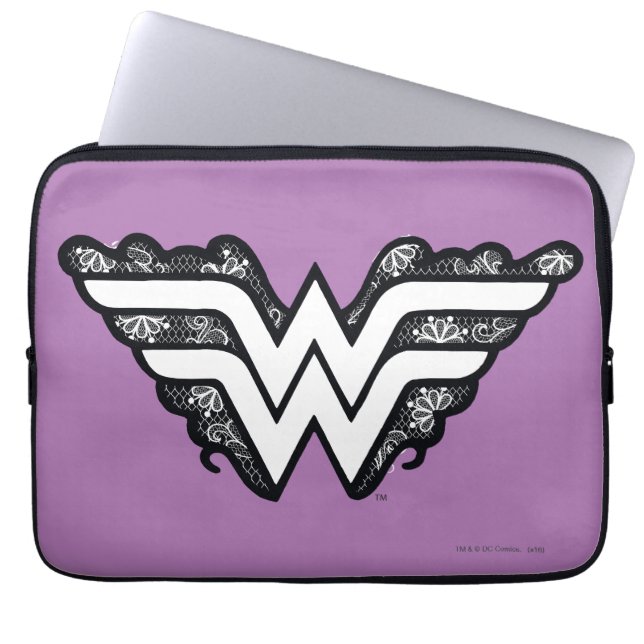Wonder Woman Black Lace Logo Laptop Sleeve (Front)