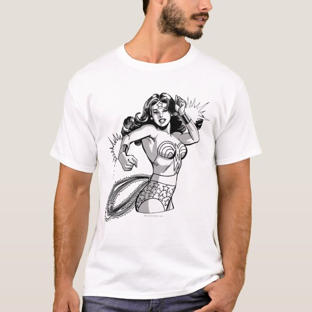 Wonder Woman Black & White Defender T-Shirt (Front)