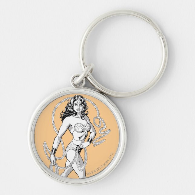 Wonder Woman Black & White Fighter Key Ring (Front)