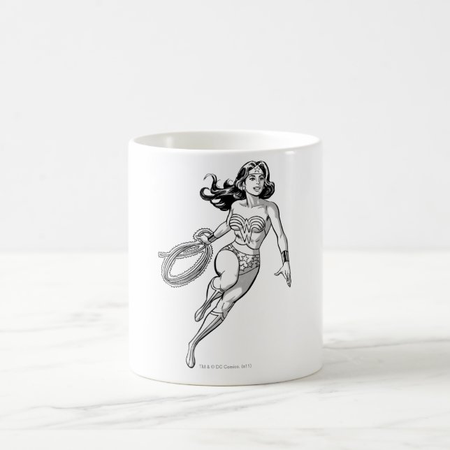 Wonder Woman Black & White Lasso Coffee Mug (Center)