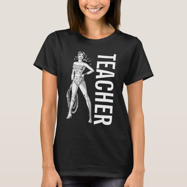 Wonder Woman Black & White Pose Teacher T-Shirt (Front)
