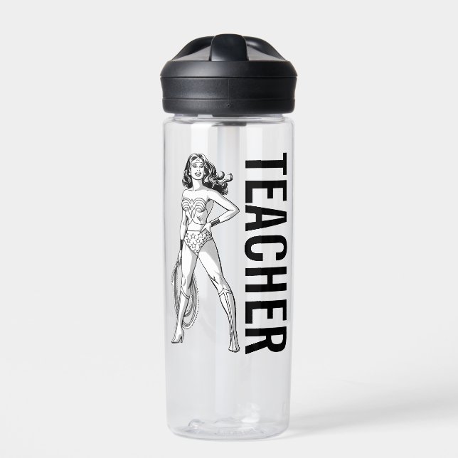 Wonder Woman Black & White Pose Water Bottle (Front)