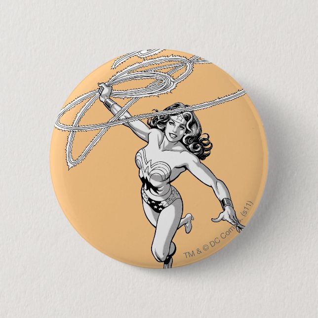 Wonder Woman Black & White Twirl 6 Cm Round Badge (Front)