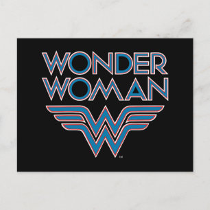 Wonder Woman Blue and Red Retro Logo Postcard