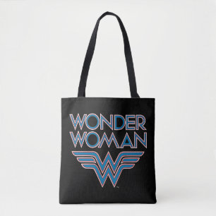 Wonder Woman Blue and Red Retro Logo Tote Bag