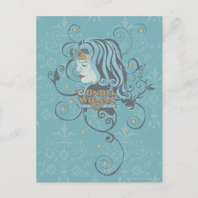 Wonder Woman Blue Background Postcard (Front)