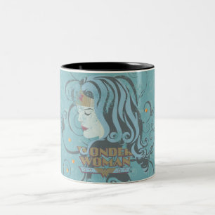 Wonder Woman Blue Background Two-Tone Coffee Mug