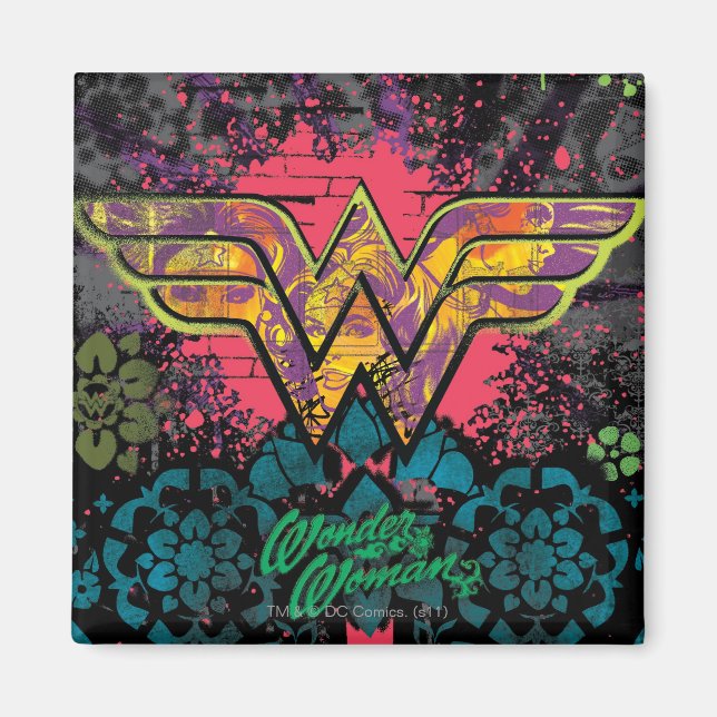Wonder Woman Brick Wall Collage Magnet (Front)