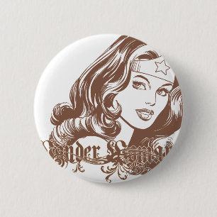 Wonder Woman Brown 6 Cm Round Badge