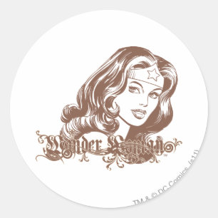 Wonder Woman Brown Classic Round Sticker
