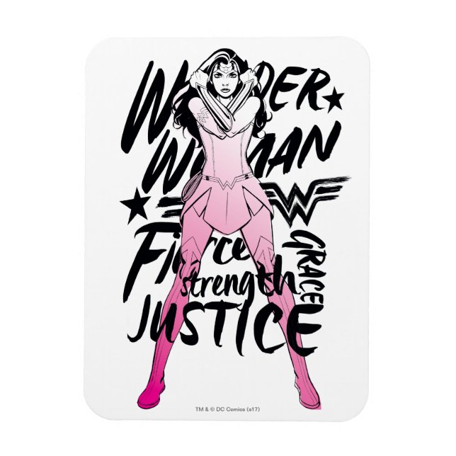 Wonder Woman Brush Typography Art Magnet (Vertical)