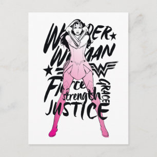 Wonder Woman Brush Typography Art Postcard