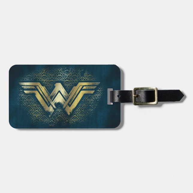 Wonder Woman Brushed Gold Symbol Luggage Tag (Front Horizontal)