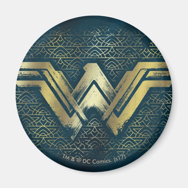 Wonder Woman Brushed Gold Symbol Magnet (Front)