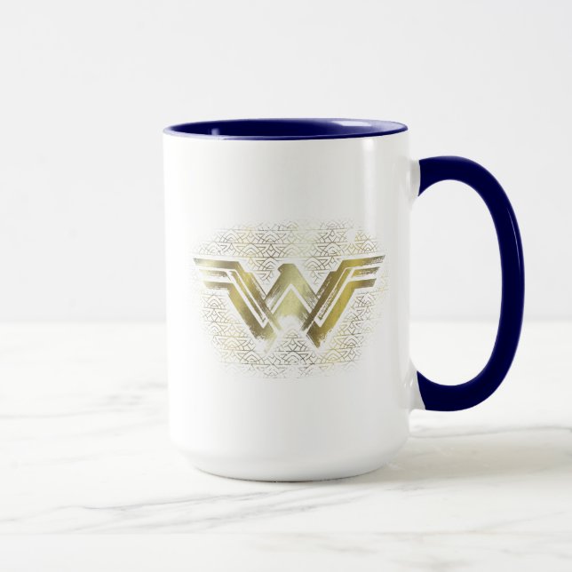 Wonder Woman Brushed Gold Symbol Mug (Right)