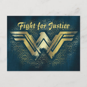 Wonder Woman Brushed Gold Symbol Postcard