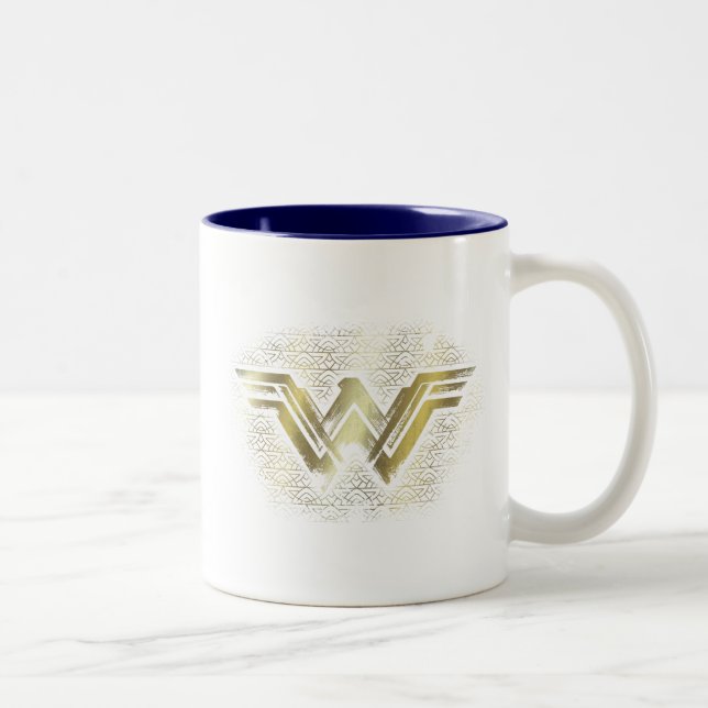 Wonder Woman Brushed Gold Symbol Two-Tone Coffee Mug (Right)