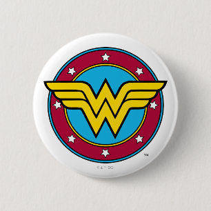 Wonder Woman   Circle & Stars Logo 6 Cm Round Badge
