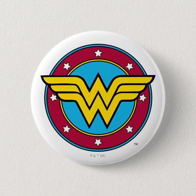 Wonder Woman | Circle & Stars Logo 6 Cm Round Badge (Front)