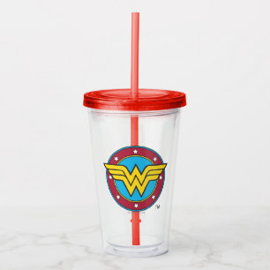 Wonder Woman Circle & Stars Logo Acrylic Tumbler