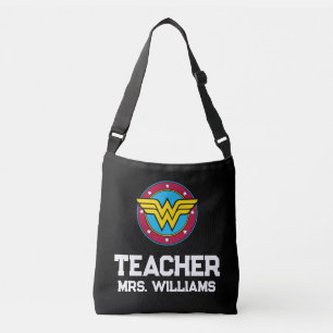 Wonder Woman Circle & Stars Logo Teacher Crossbody Bag