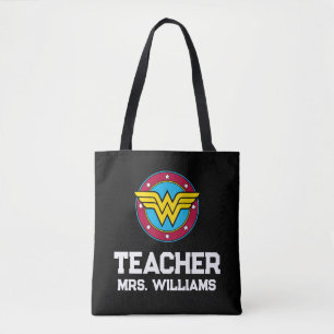 Wonder Woman Circle & Stars Logo Teacher Tote Bag