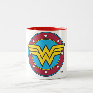 Wonder Woman   Circle & Stars Logo Two-Tone Coffee Mug