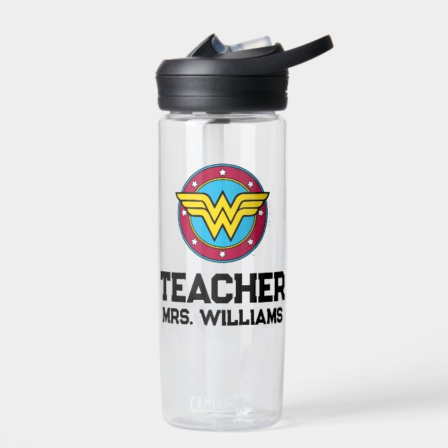 Wonder Woman | Circle & Stars Logo Water Bottle (Left)